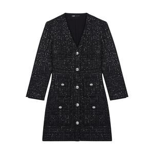 Maje Sequined Black Tweed Mini Size 4 US / 36 EU Dress